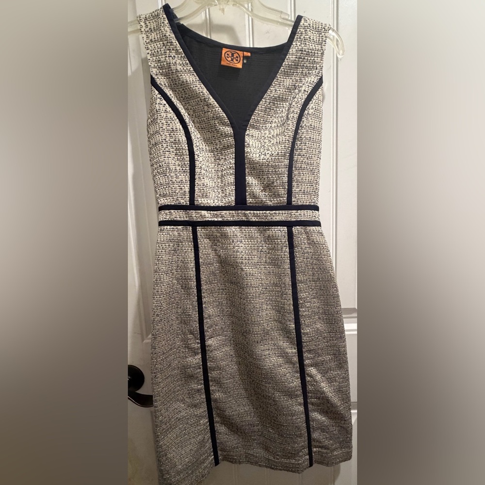 Tory Burch Black and Cream Strapless Dress